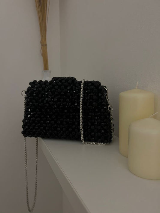 Black Faceted Beaded bag