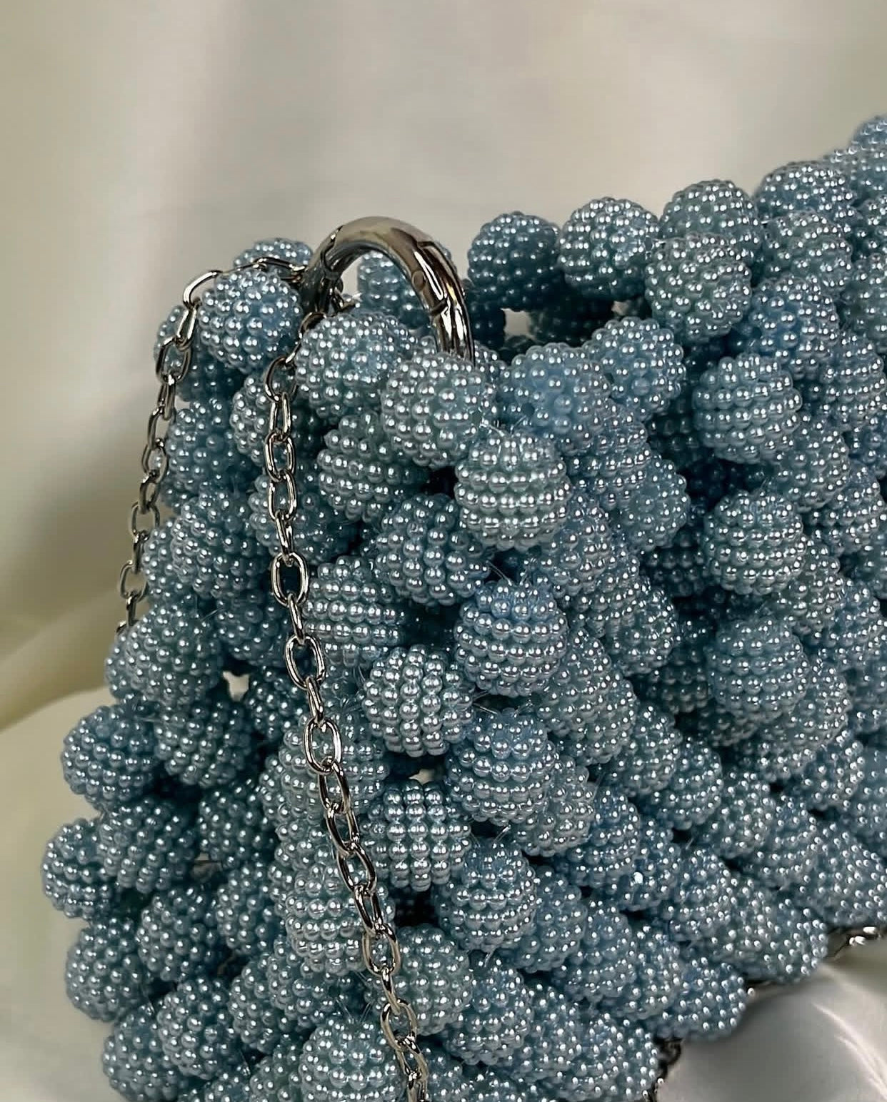 Azure Pearl Handcrafted Beaded Shoulder Bag