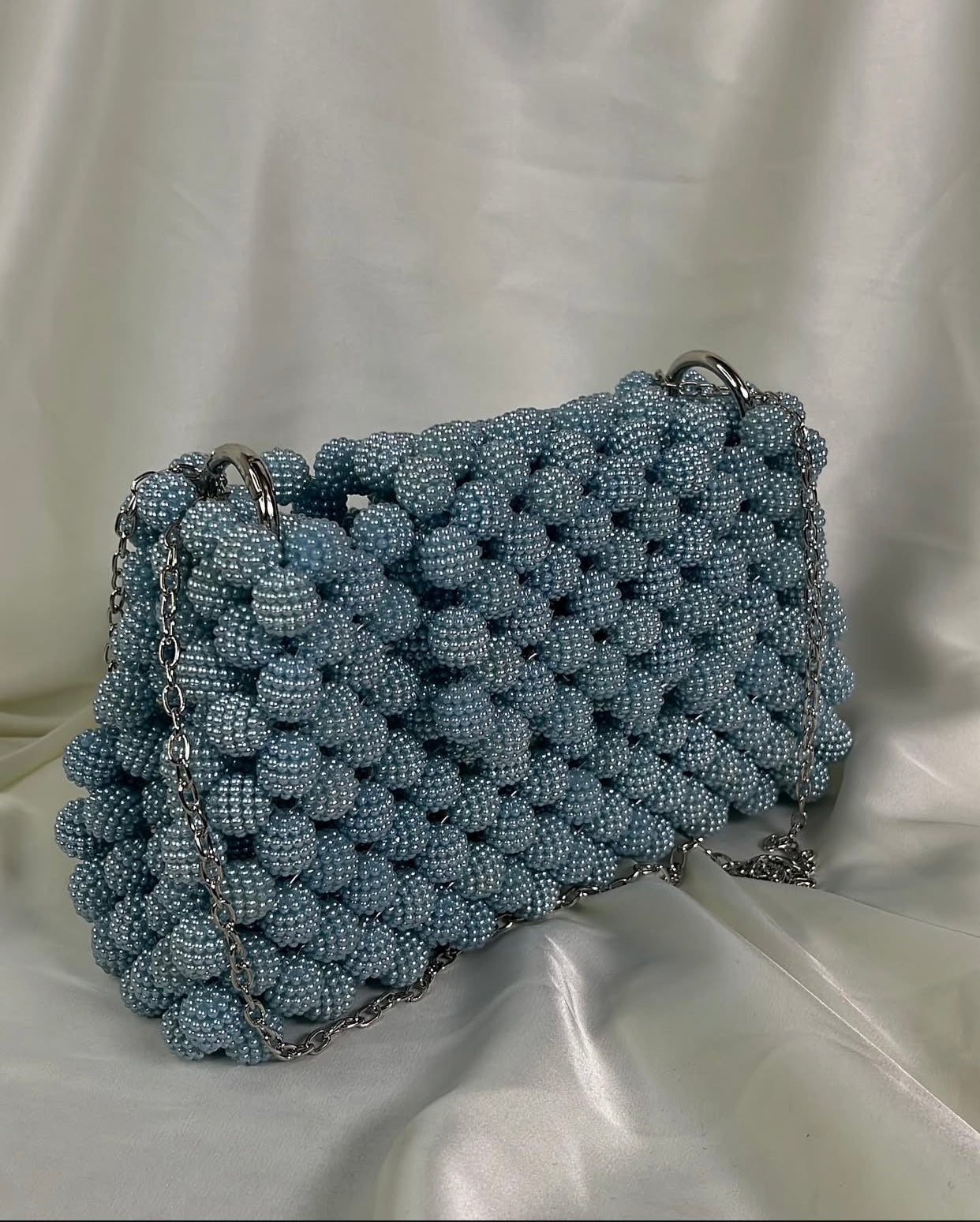 Azure Pearl Handcrafted Beaded Shoulder Bag