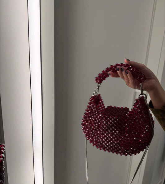 Beautiful semi circle beaded bag