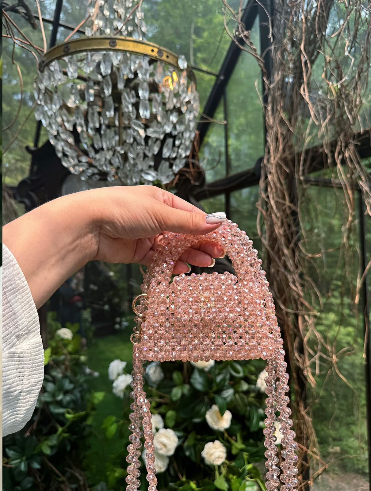 Blush Bloom Crystal Beaded Bag
